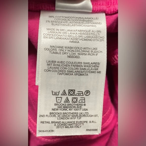 346 Brooks Brothers Hot Pink NWOT "Natalie Fit" Micro Corduroy 5-Pocket Pants - Picture 10 of 10